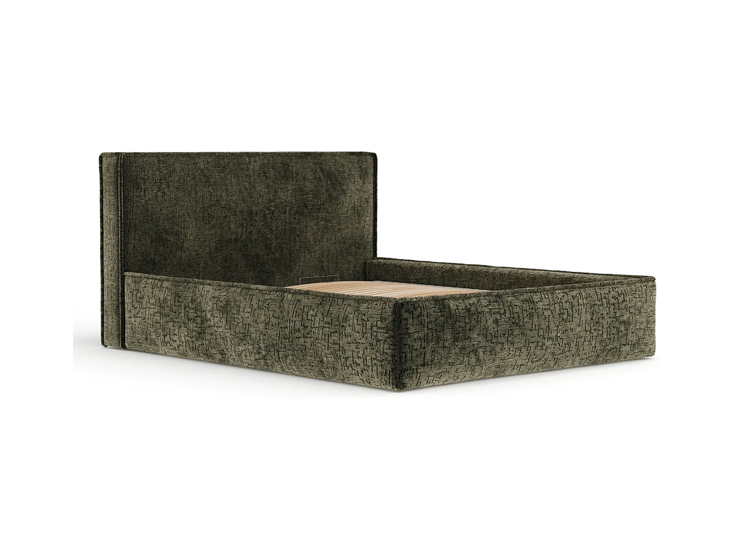 Polsterbett Lounge - 200 x 200 cm - Chenille-Stoff - olivenfarbe