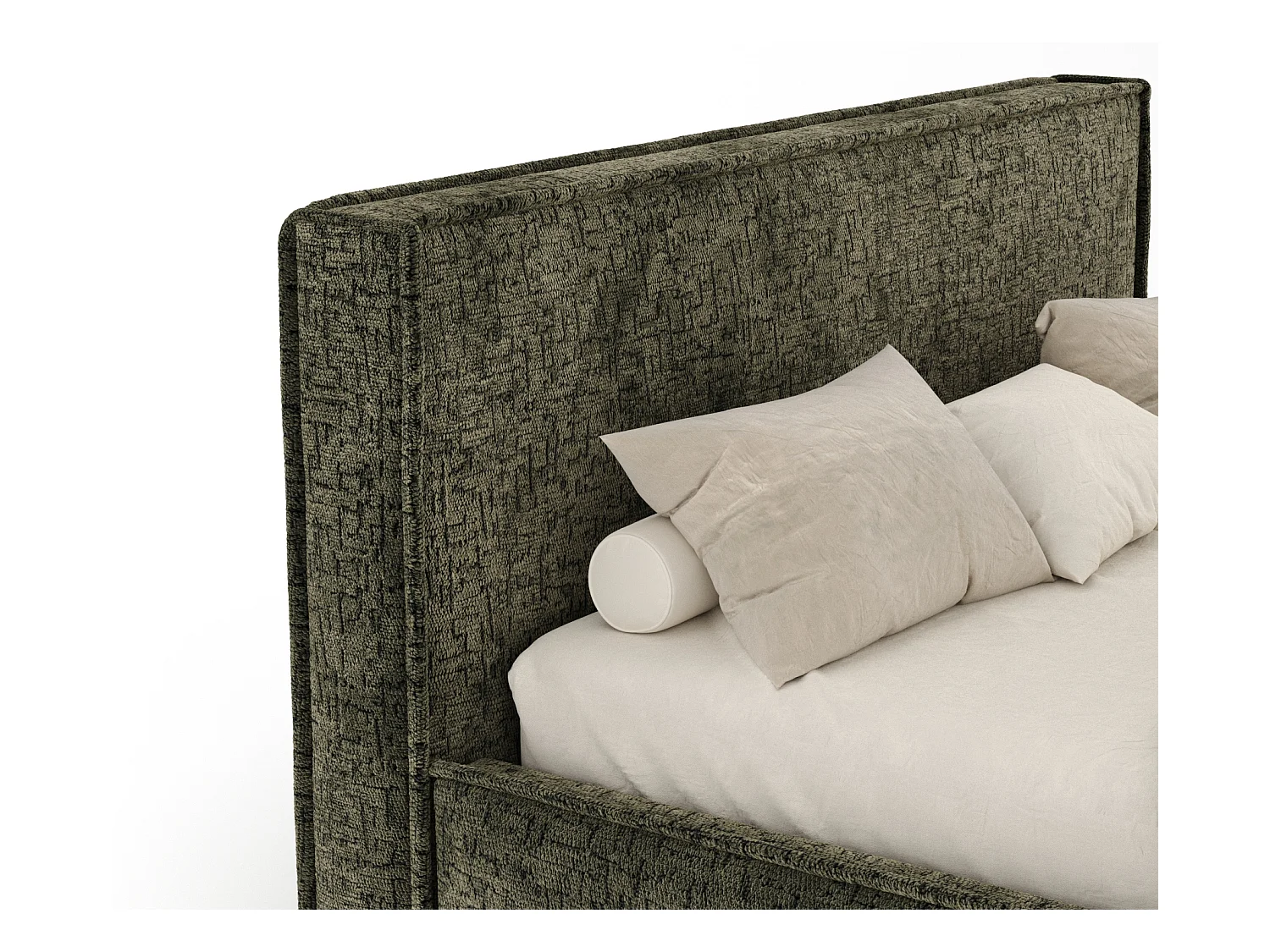 Polsterbett Lounge - 200 x 200 cm - Chenille-Stoff - olivenfarbe