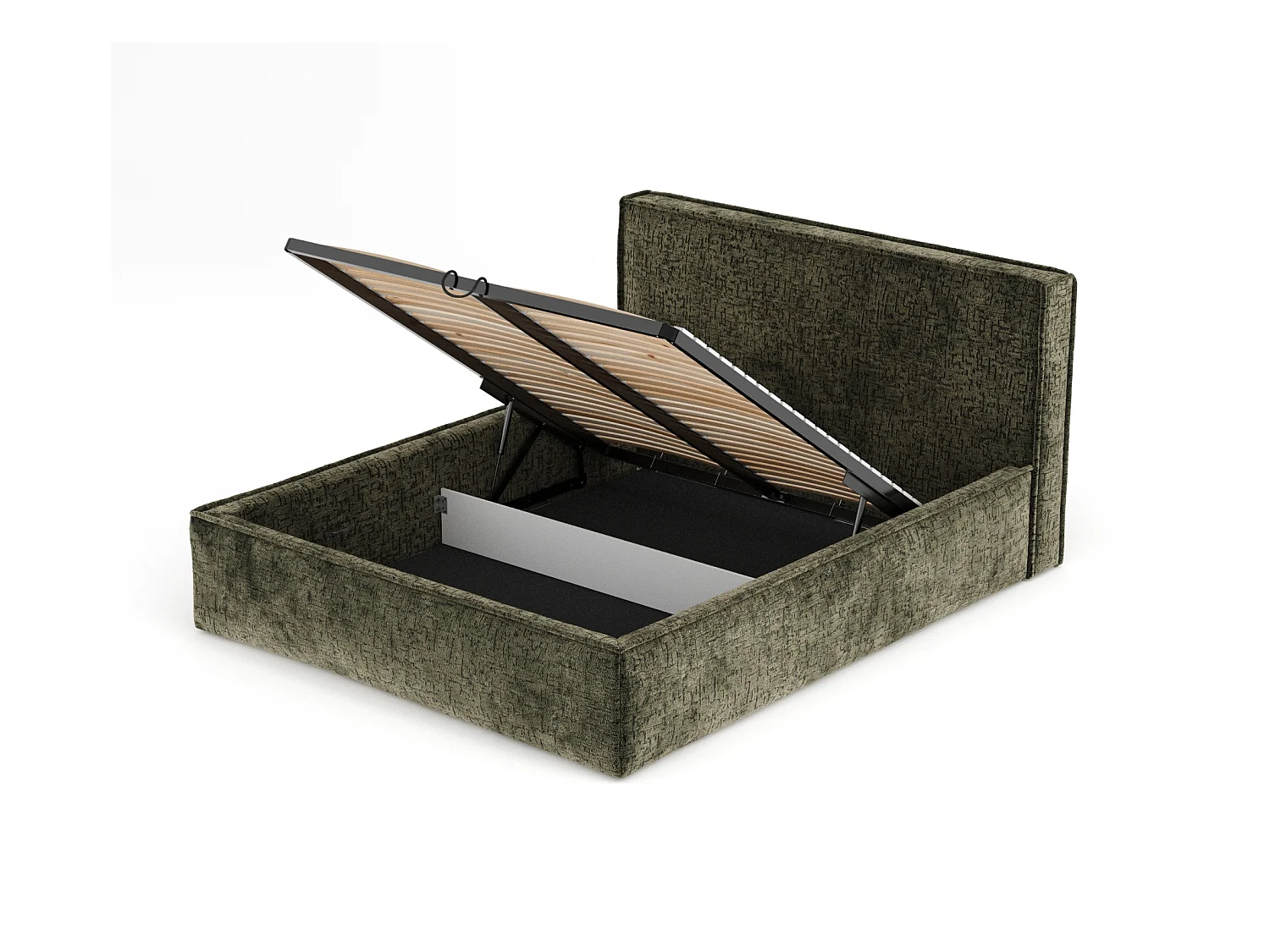 Polsterbett Lounge - 200 x 200 cm - Chenille-Stoff - olivenfarbe