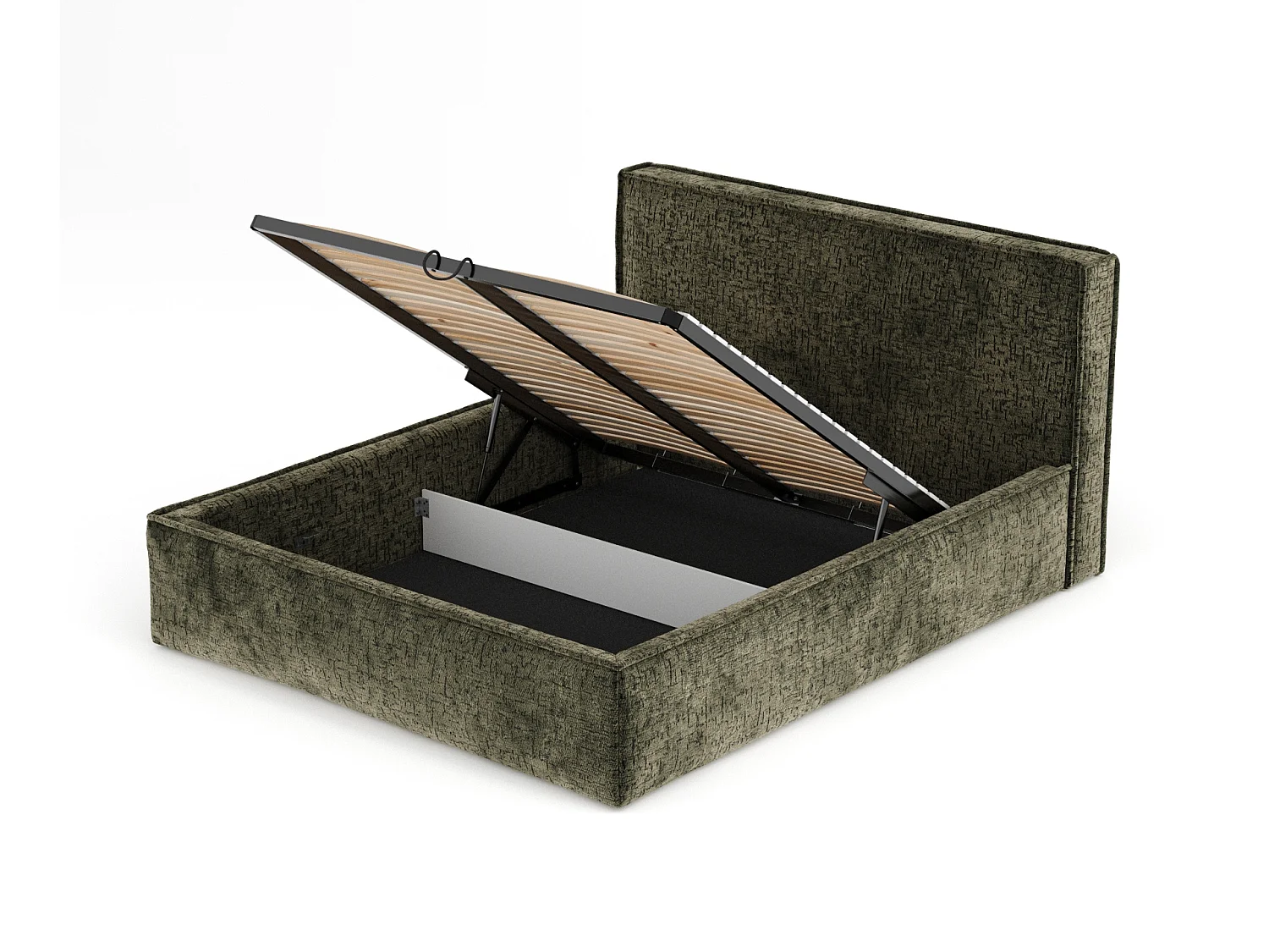 Gestoffeerd bed met hoofdbord - 200x200 cm - olijfgroen - LOUNGE