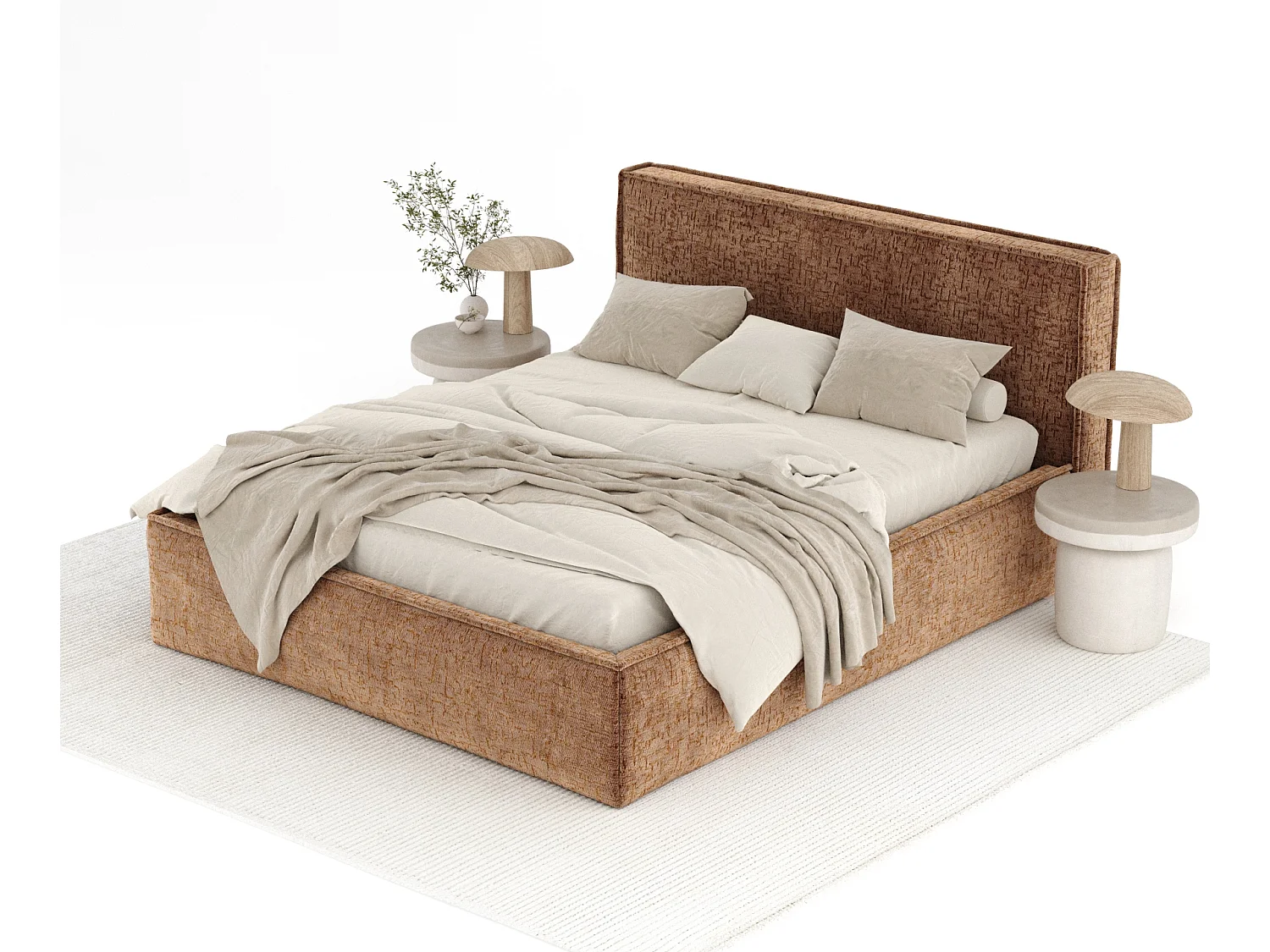 Polsterbett Lounge - 200 x 200 cm - Chenille-Stoff - kupferfarbe