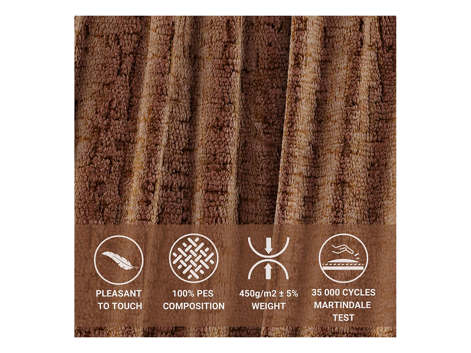 Polsterbett Lounge - 200 x 200 cm - Chenille-Stoff - kupferfarbe