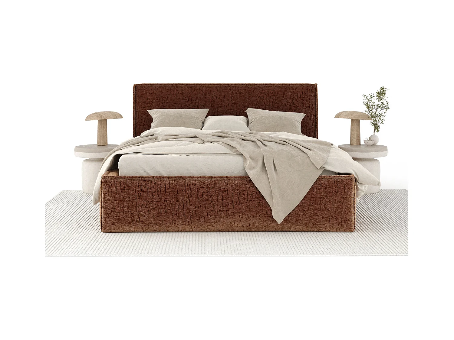 Polsterbett Lounge - 200 x 200 cm - Chenille-Stoff - kupferfarbe