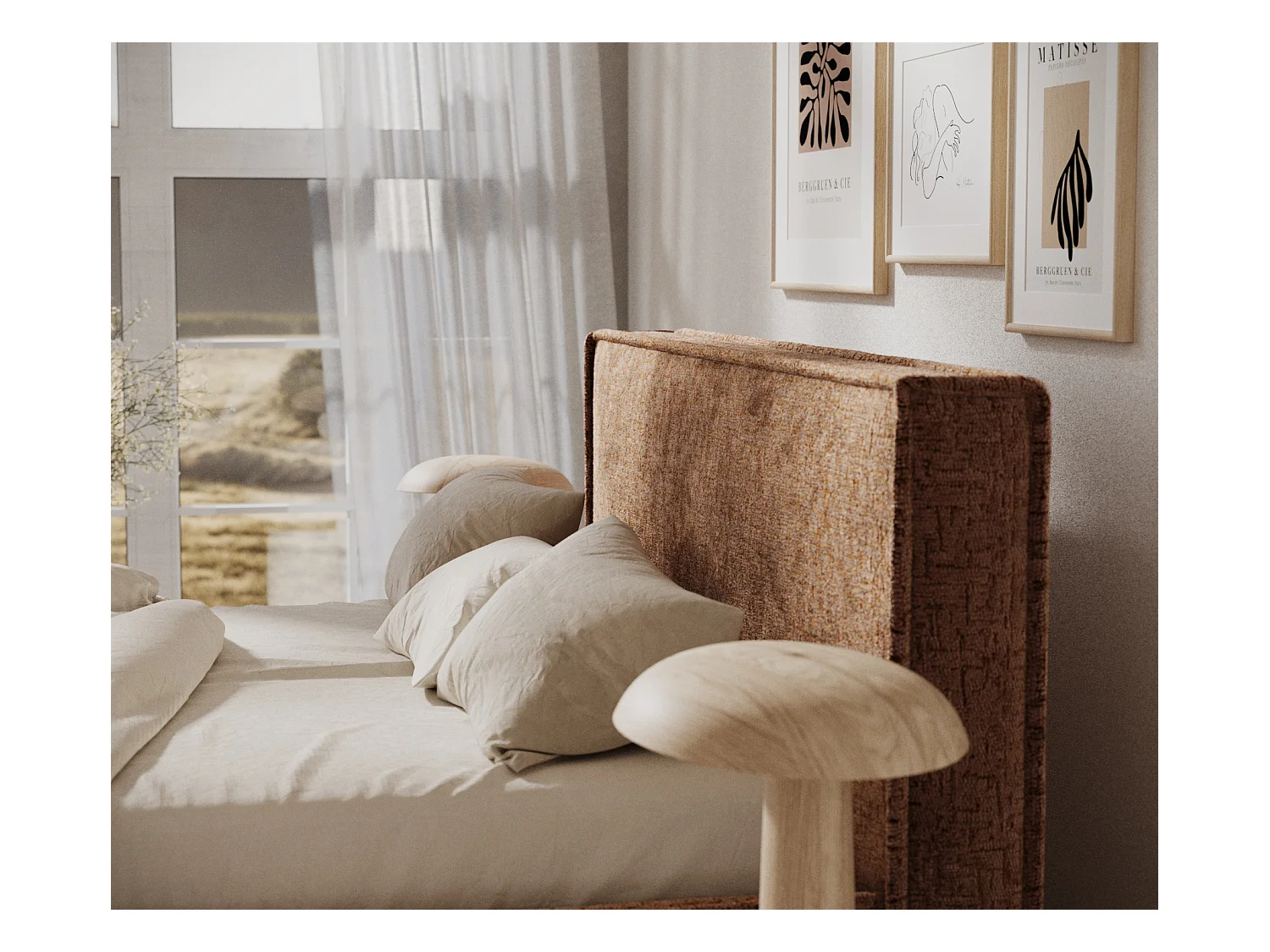 Polsterbett Lounge - 200 x 200 cm - Chenille-Stoff - kupferfarbe