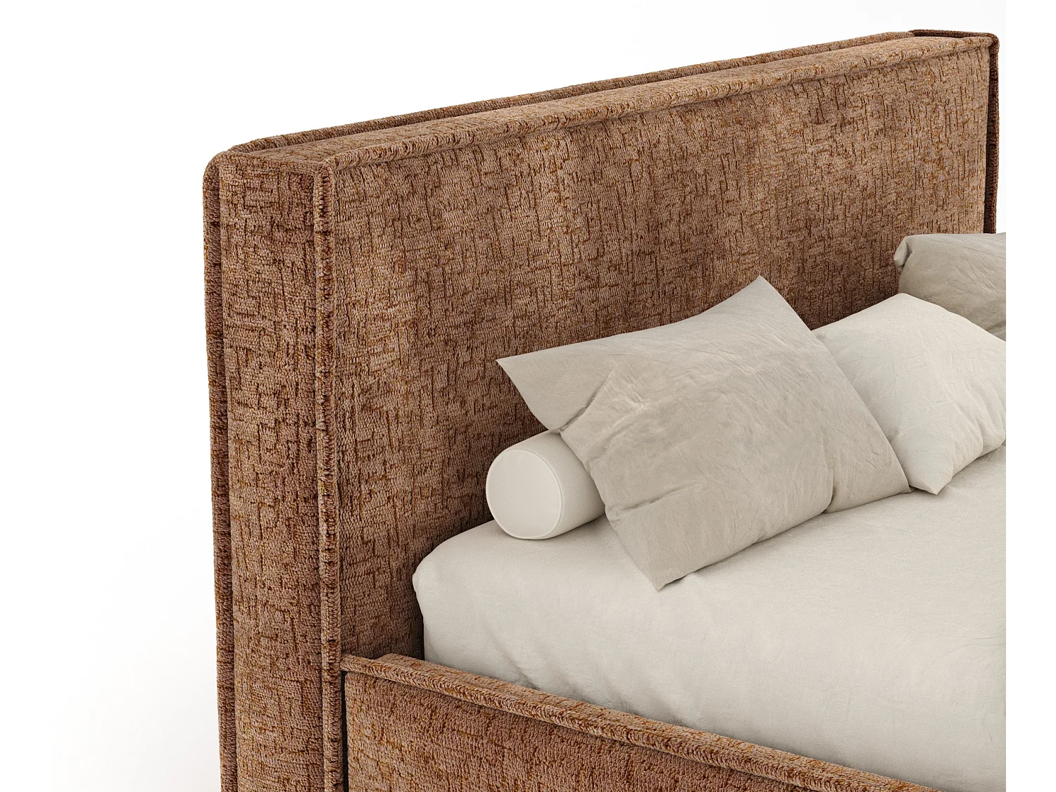 Gestoffeerd bed met hoofdbord - 200x200 cm - koper - LOUNGE