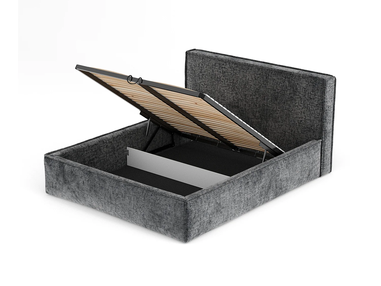 Lit coffre Lounge - 140 x 200 cm - chenille - anthracite