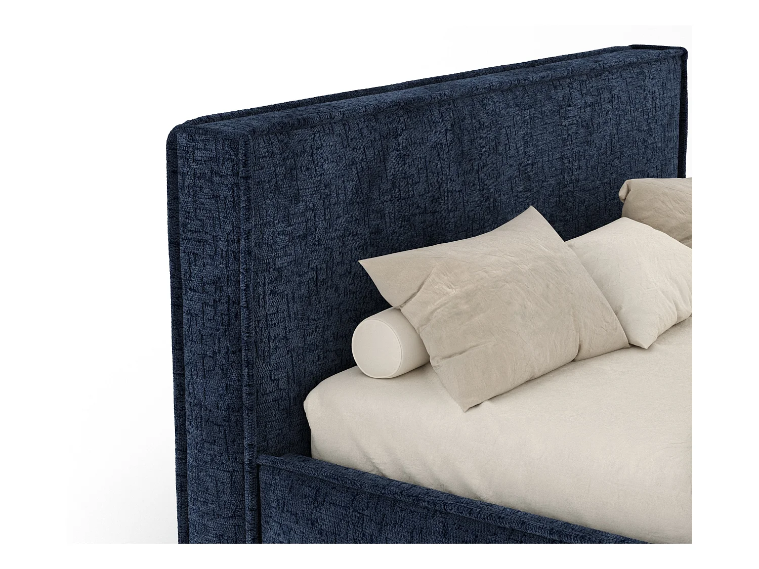 Polsterbett Lounge - 200 x 200 cm - Chenille-Stoff - marineblau