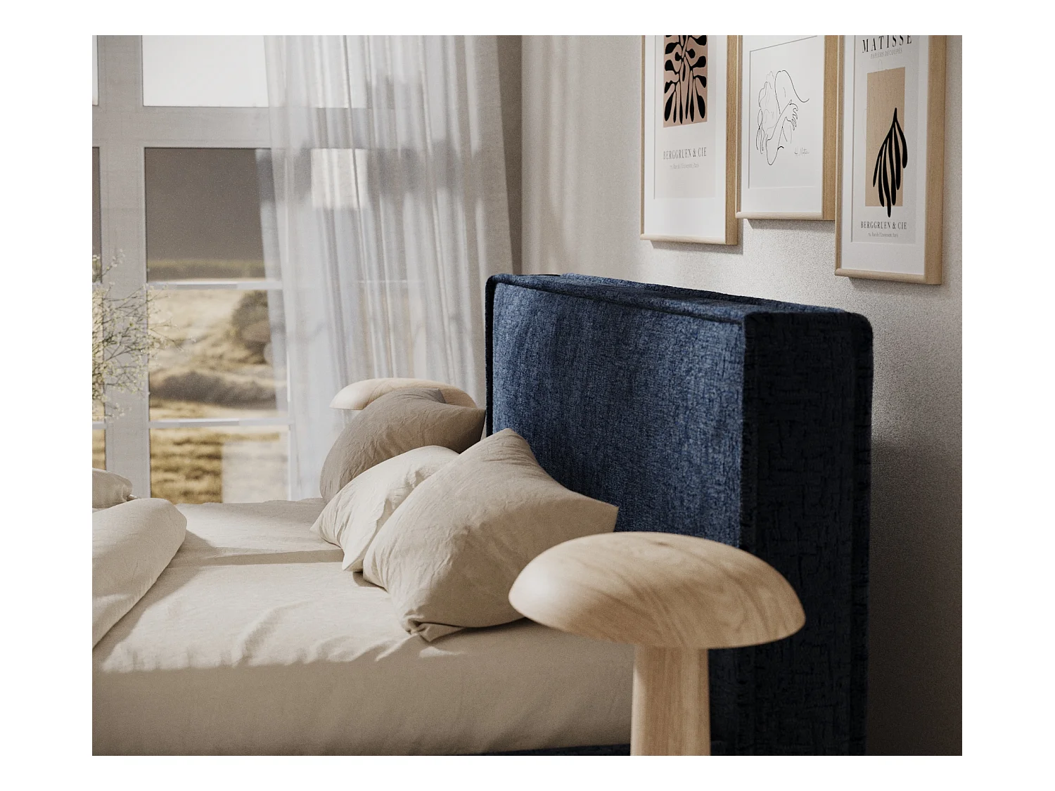 Polsterbett Lounge - 200 x 200 cm - Chenille-Stoff - marineblau