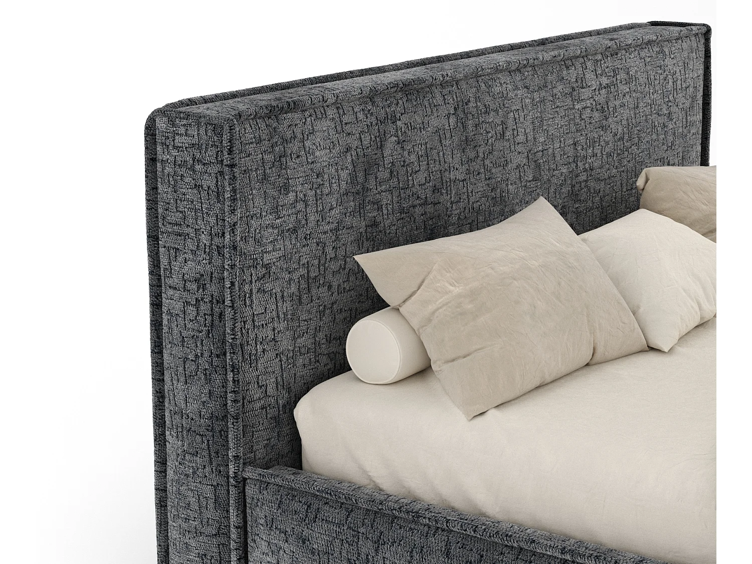 Gestoffeerd bed met hoofdbord - 180x200 cm - grafiet - LOUNGE