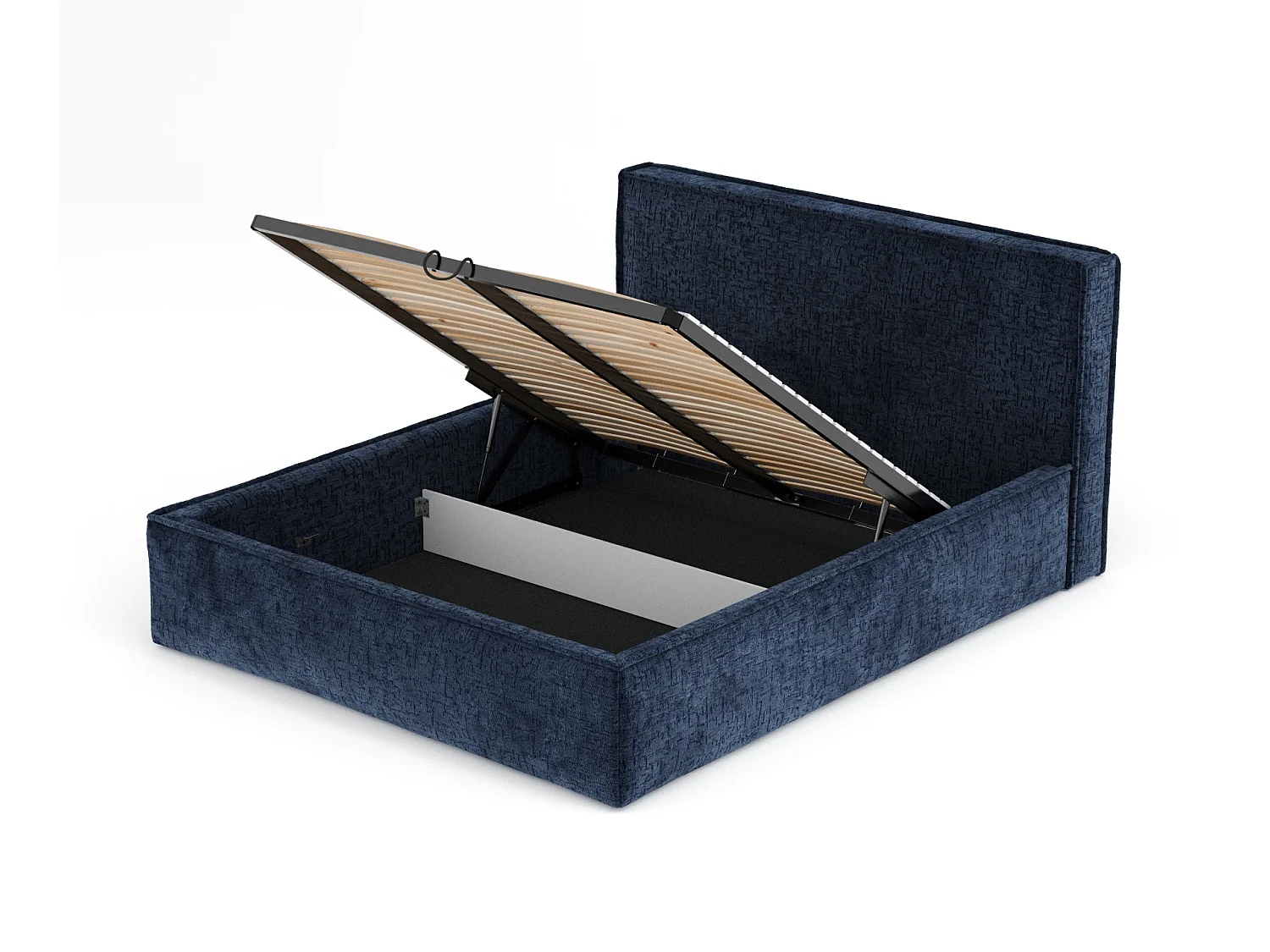 Gestoffeerd bed met hoofdbord - 160x200 cm - marineblauw - LOUNGE