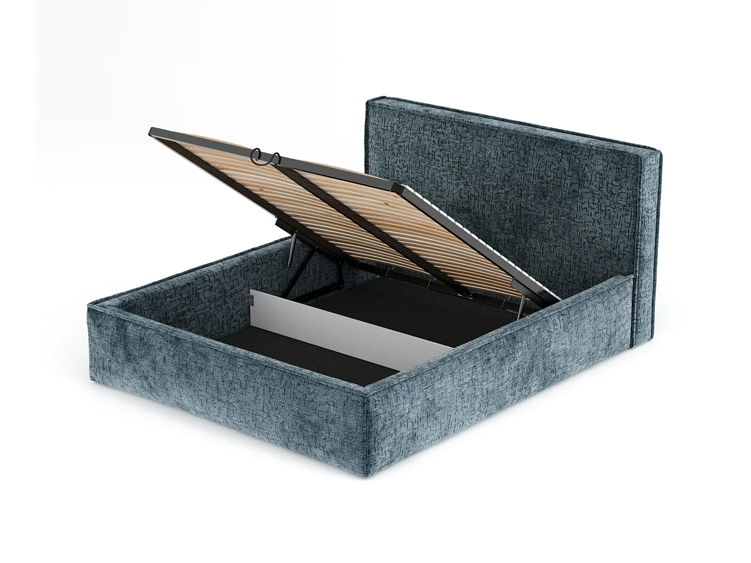 Gestoffeerd bed met hoofdbord - 180x200 cm - blauw - LOUNGE