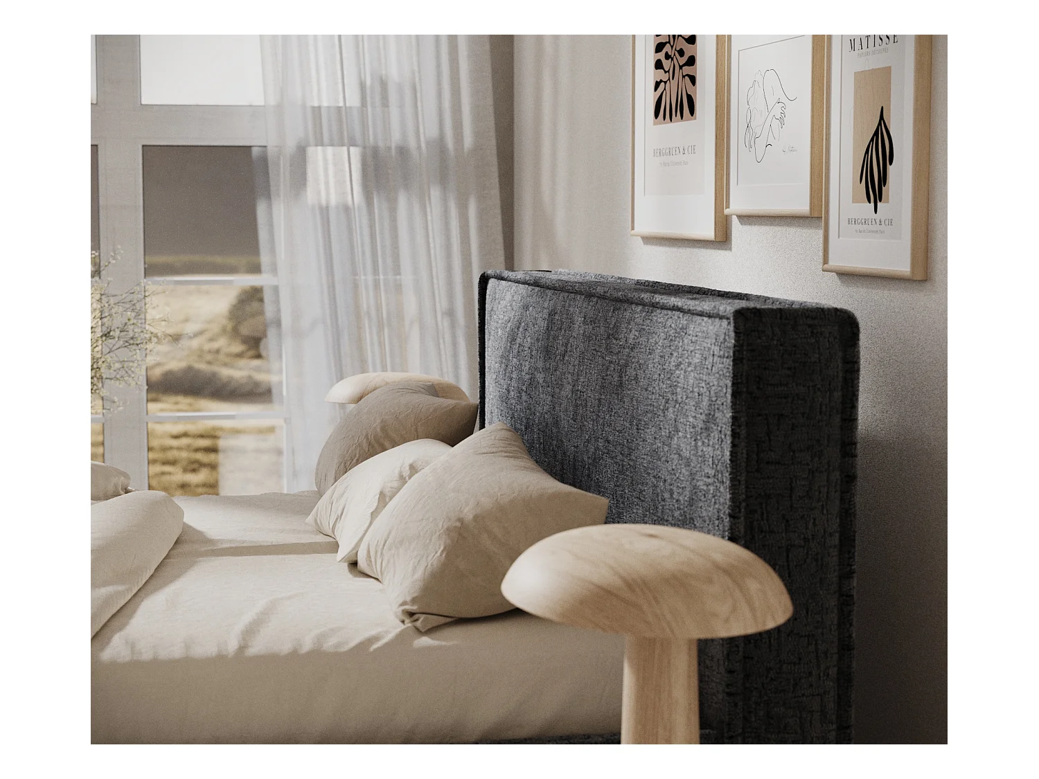 Polsterbett Lounge - 200 x 200 cm - Chenille-Stoff - anthrazit