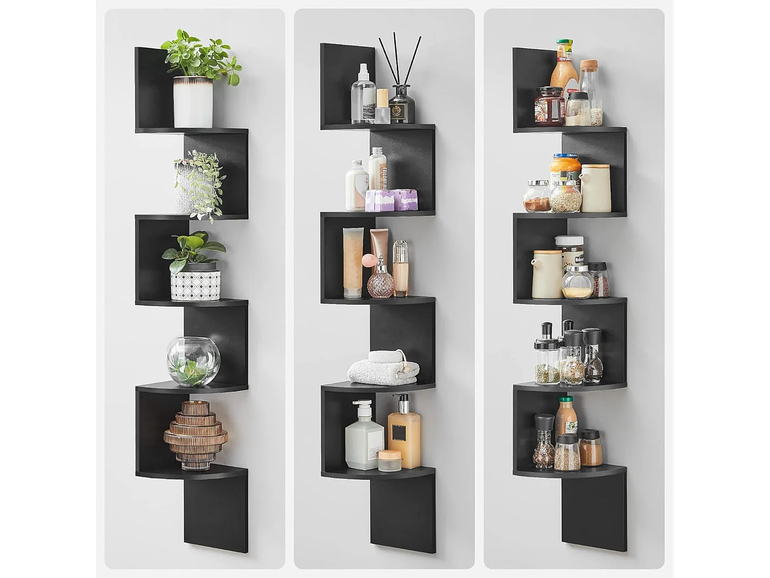 Support mural Bolt - Noir - 19,5x19,5x123 cm