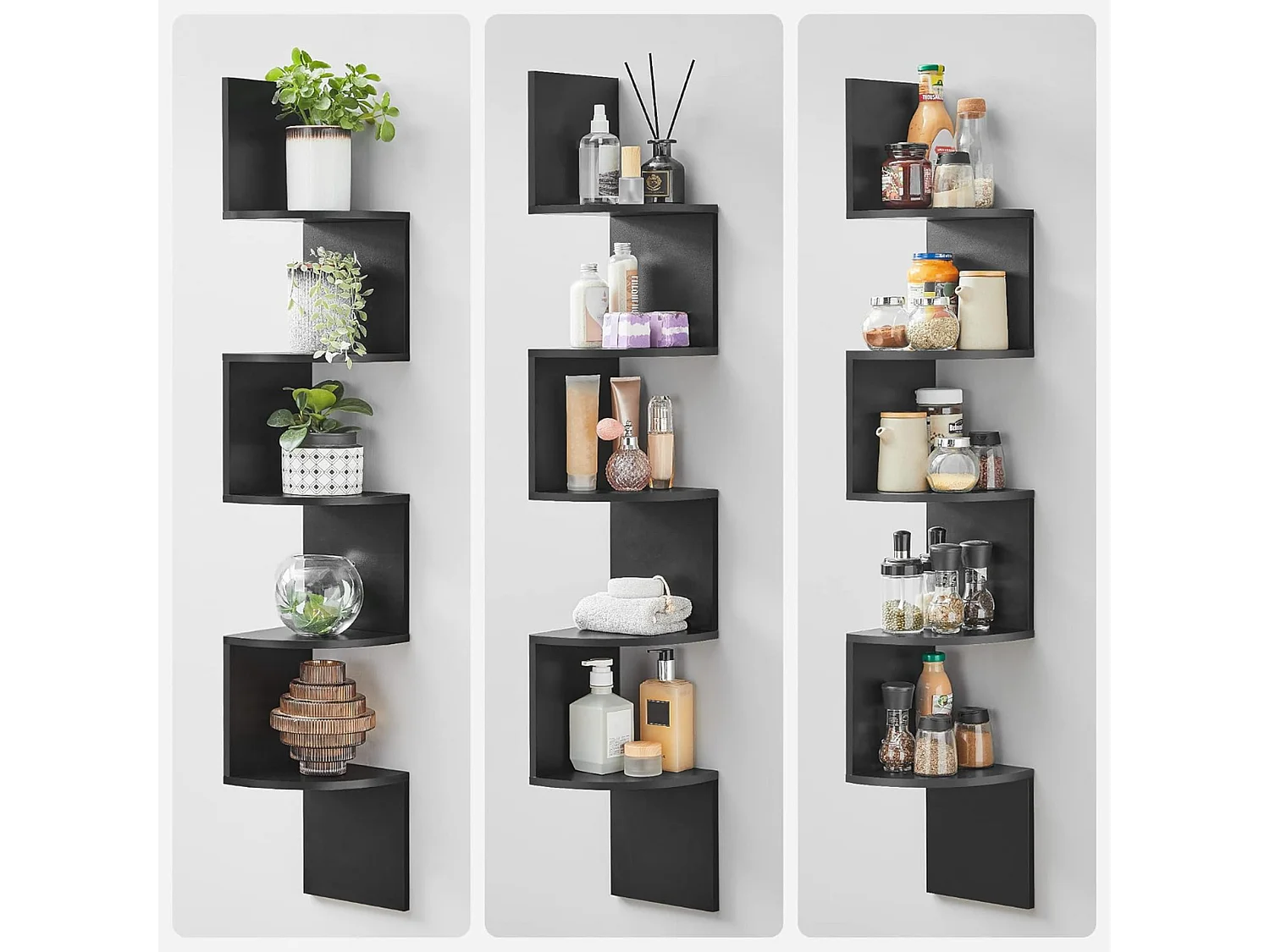 Support mural Bolt - Noir - 19,5x19,5x123 cm