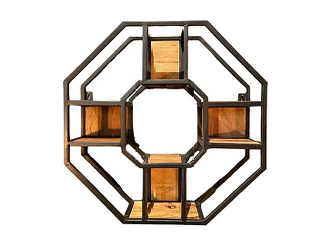 Wandregal Brandless - Mangoholz Schwarz/Braun 60x60 cm - 8 Eckdesign