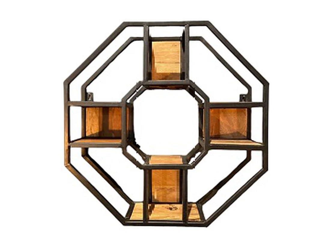 Wandrek Merkloos - Mangohout Zwart/Bruin 60x60 cm - 8-hoekig Design
