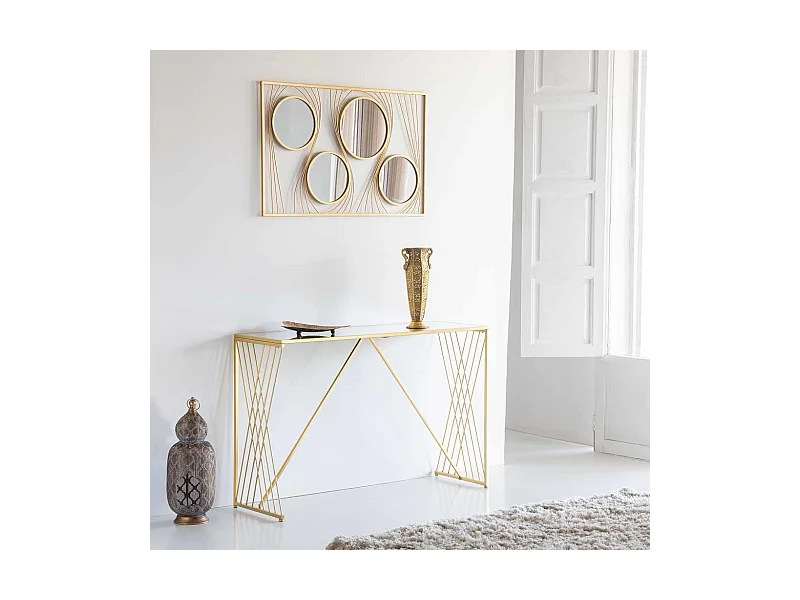 Flurtisch aus goldfarbenem Metall 120x40x80