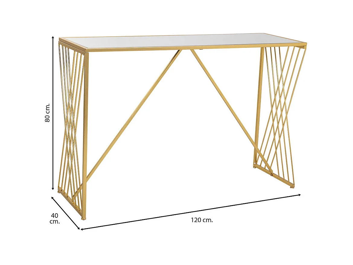 Flurtisch aus goldfarbenem Metall 120x40x80