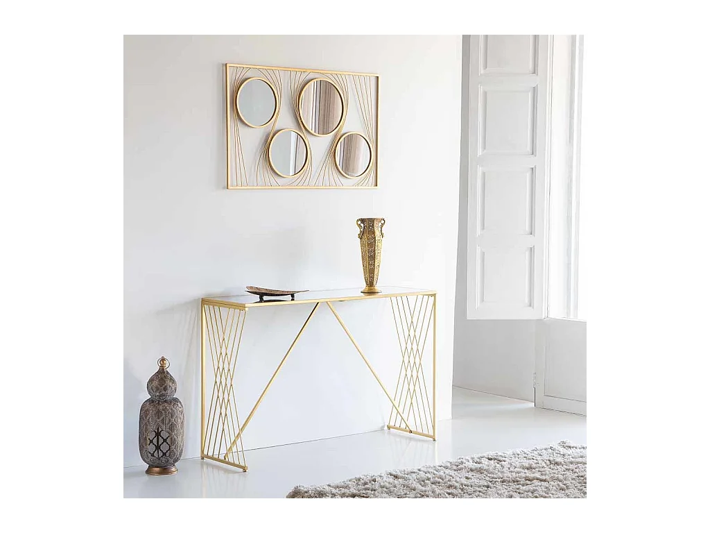 Console en métal doré 120x40x80