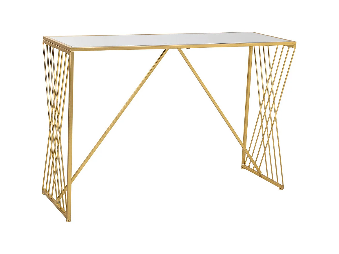 Recibidor de metal dorado 120x40x80