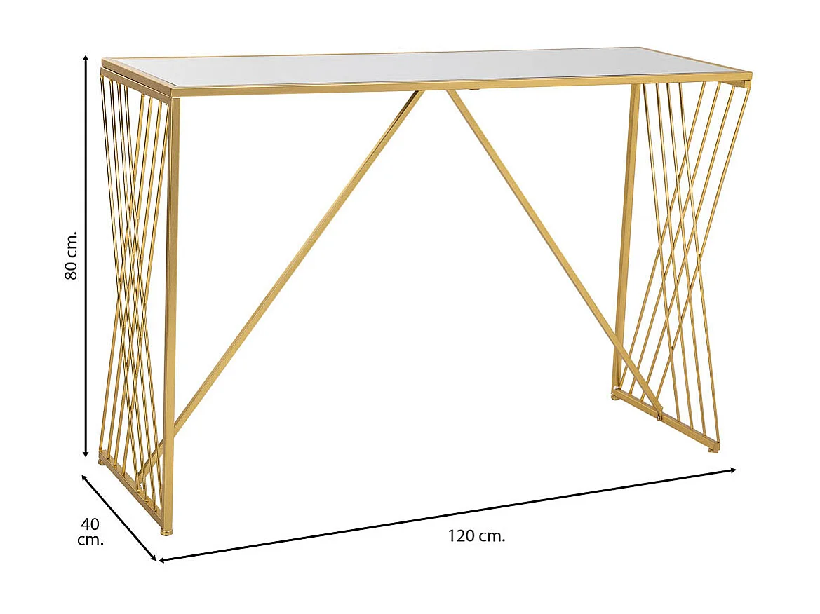 Recibidor de metal dorado 120x40x80