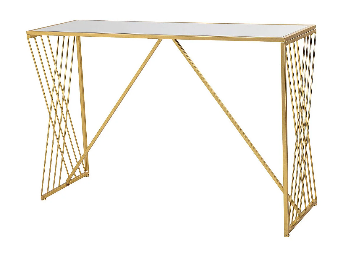 Recibidor de metal dorado 120x40x80