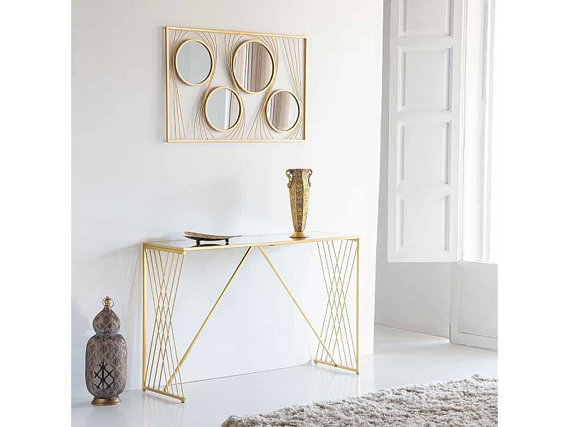 Console in metallo dorato 120x40x80