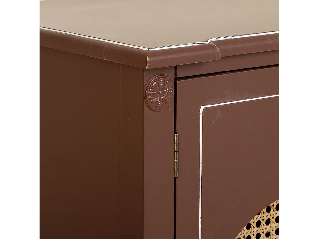 Console en bois et rotin marron 80x38x90h