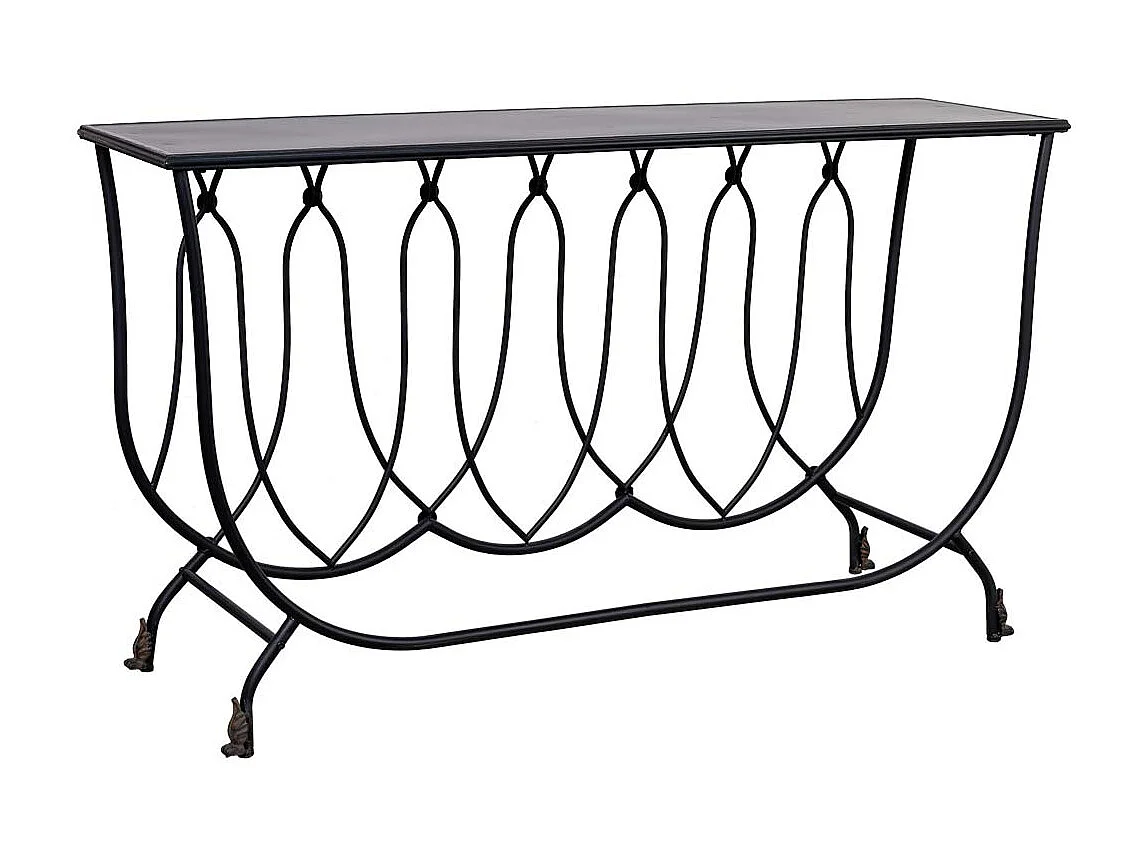 Konsolentisch aus gealtertem schwarzen Metall 144x40x79