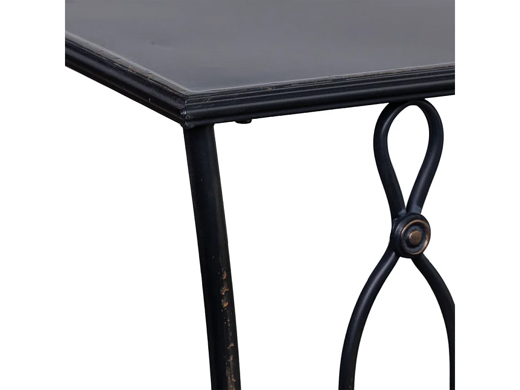 Konsolentisch aus gealtertem schwarzen Metall 144x40x79