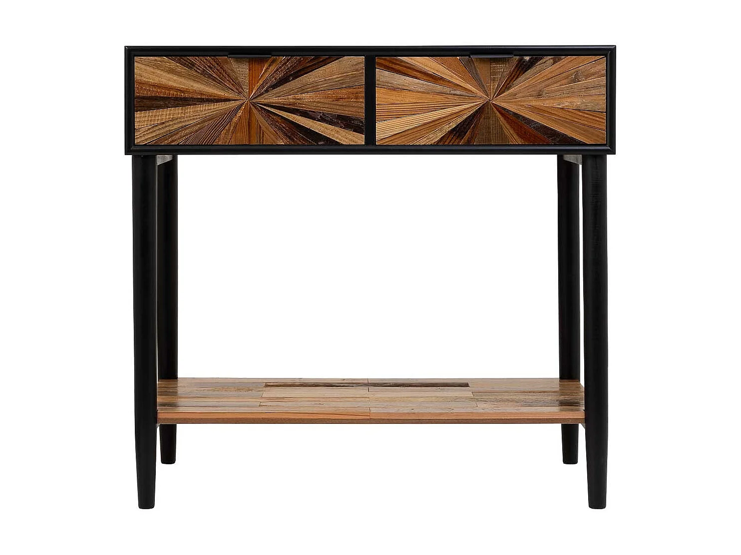 Flur aus Holz und Metall mit 1 Schublade und 1 braunem Regal 80X42X79