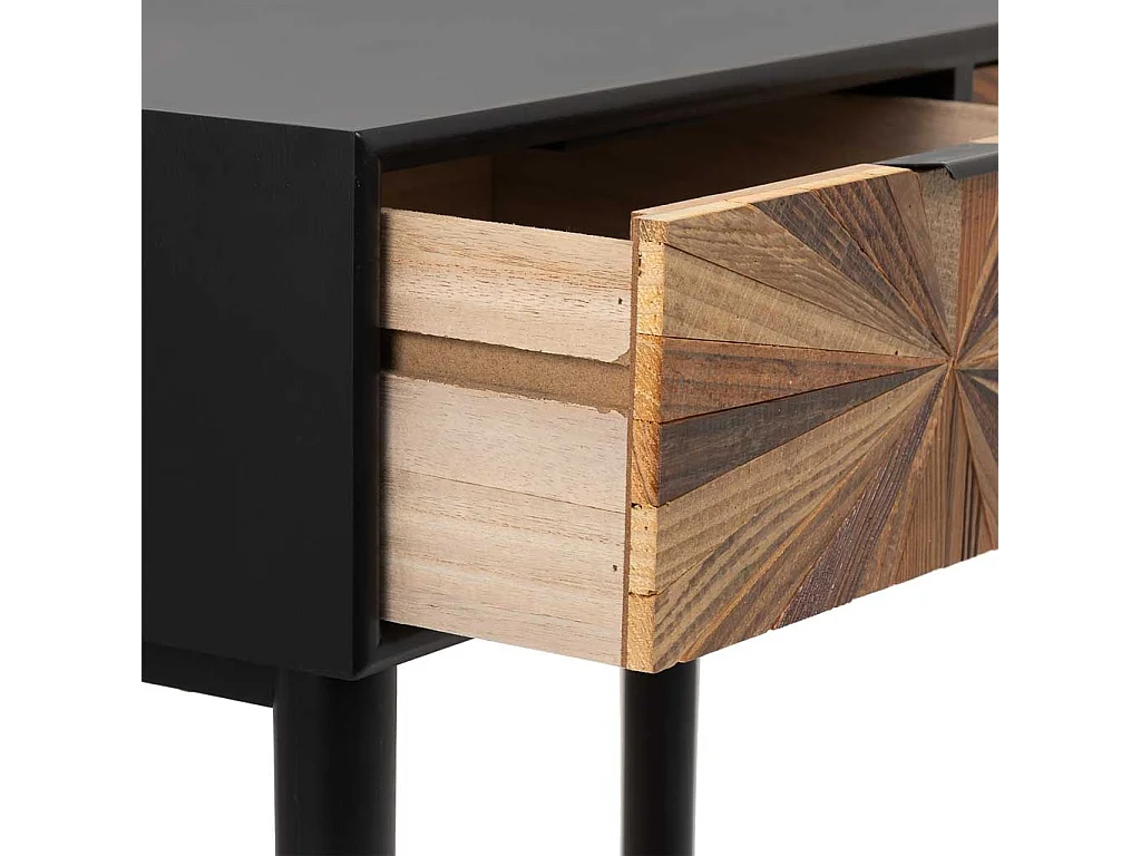 Flur aus Holz und Metall mit 1 Schublade und 1 braunem Regal 80X42X79