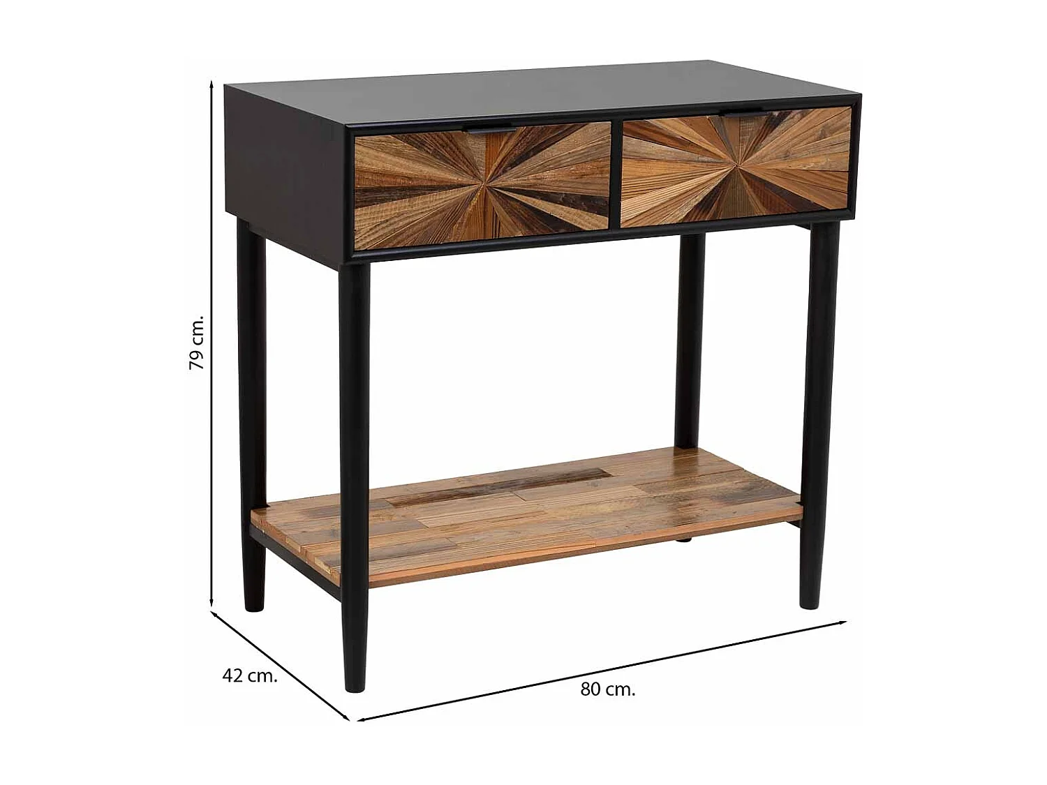 Mobile da ingresso in legno e metallo con 1 cassetto e 1 ripiano marrone 80X42X79