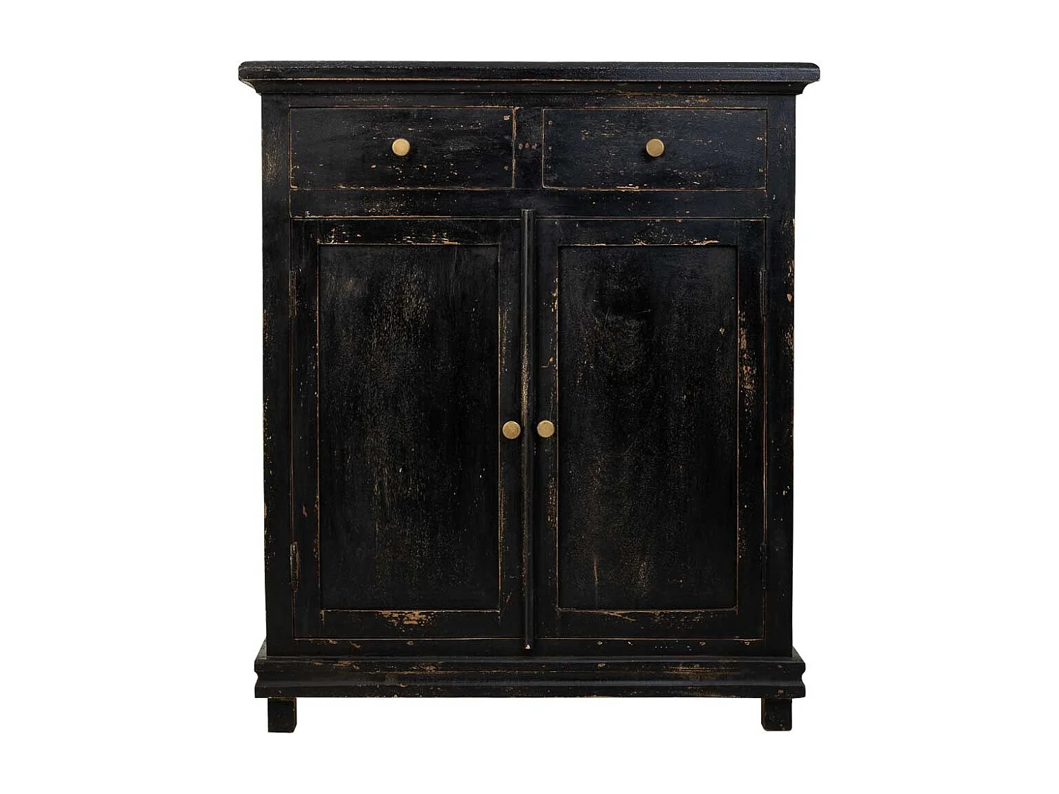 Mobile da ingresso in legno rifinito artigianalmente con 2 ante e 2 cassetti nero 85x40x100