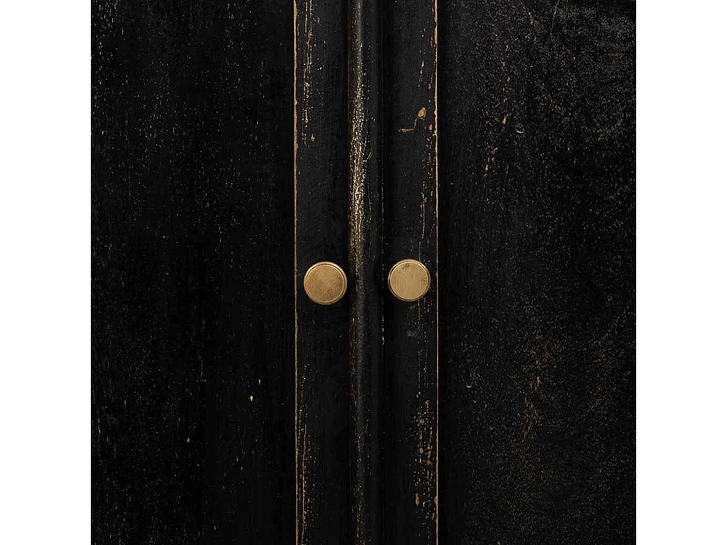 Hall em madeira com acabamento artesanal com 2 portas e 2 gavetas preto 85x40x100