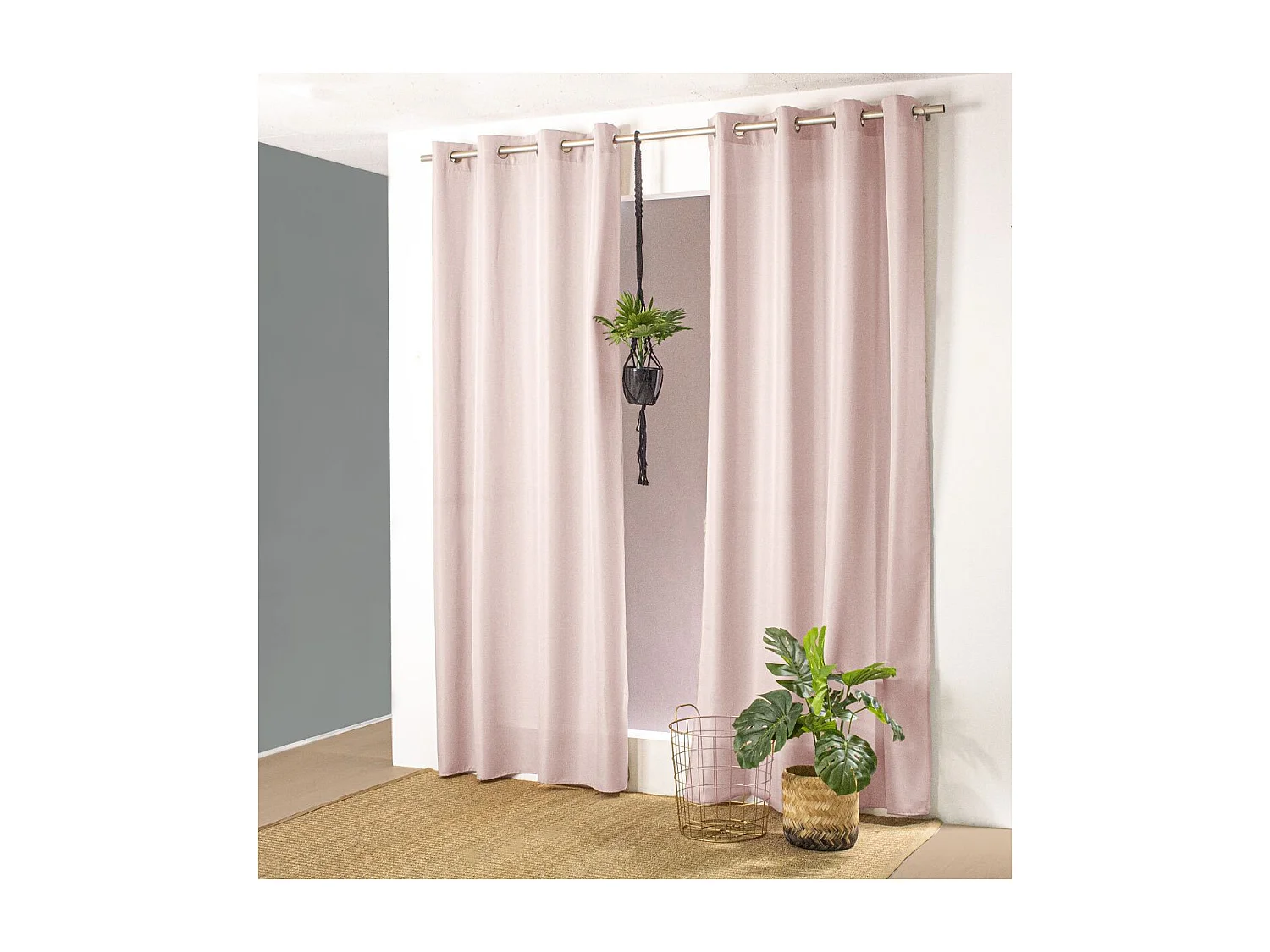 Farbenfroher Vorhang aus reiner Baumwolle 8 Ösen