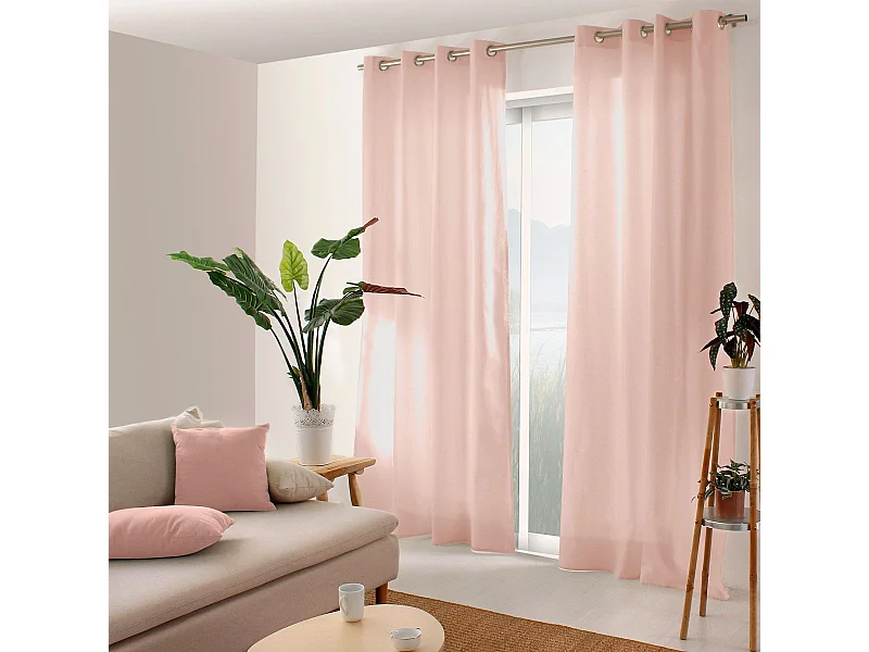 Rideau Uni à Œillets "Panama" 135x240cm Vieux Rose