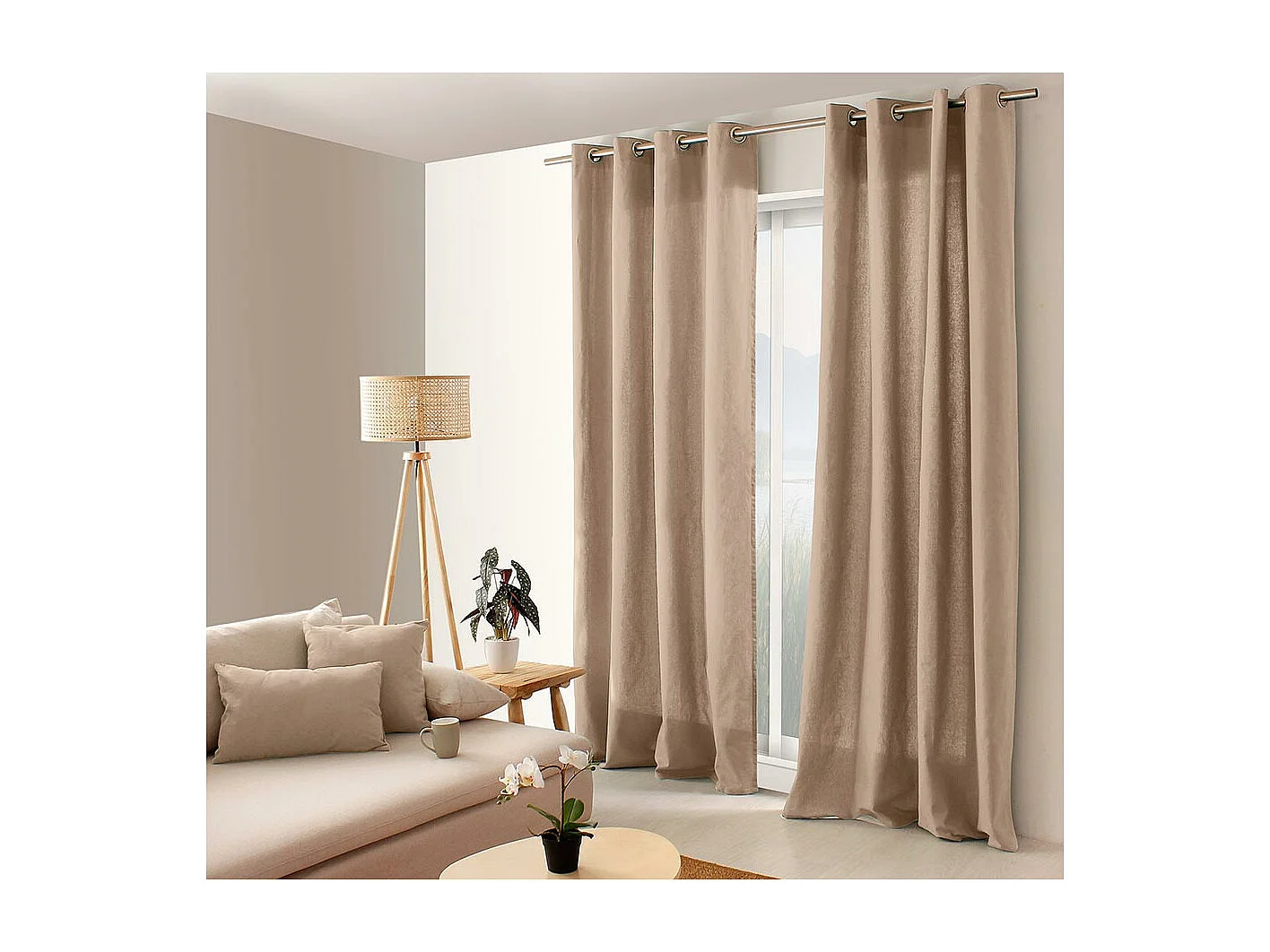 Farbenfroher Vorhang aus reiner Baumwolle 8 Ösen