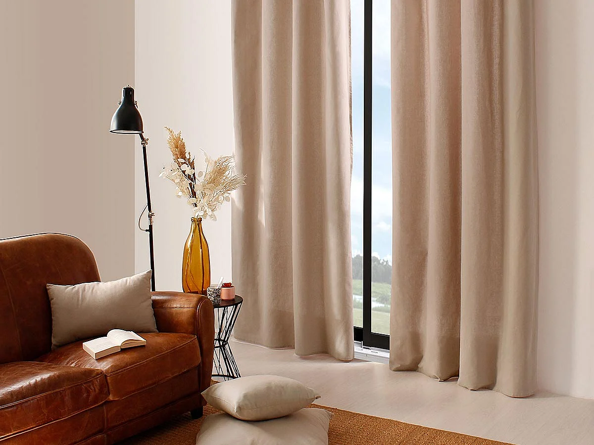 Farbenfroher Vorhang aus reiner Baumwolle 8 Ösen