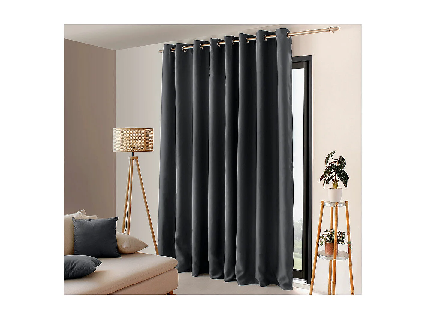 Rideau Occultant XL "Reglisse" 300x240cm Gris Foncé