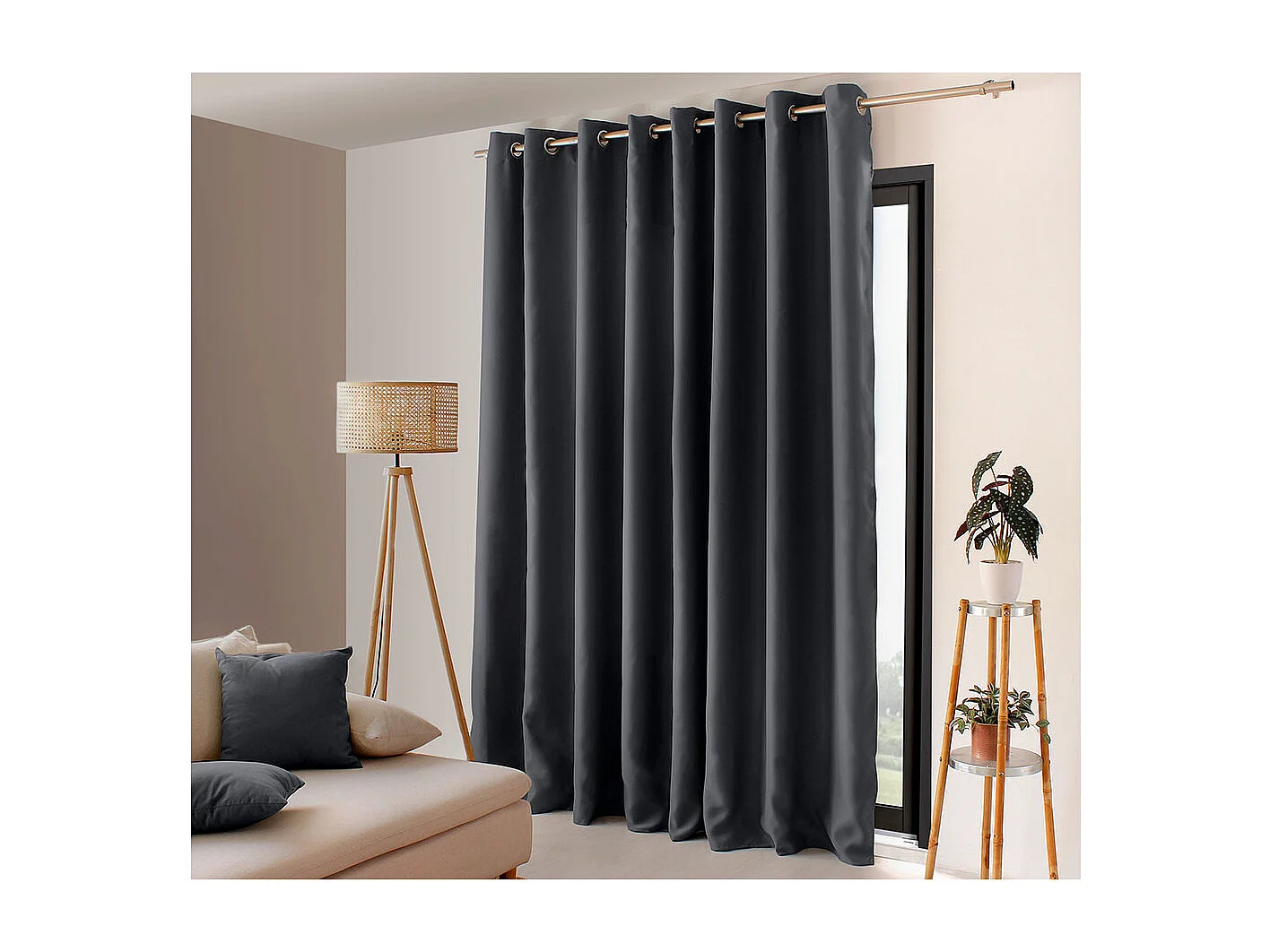 Cortina opaca de alambre negro de gran anchura 300 x 240 cm