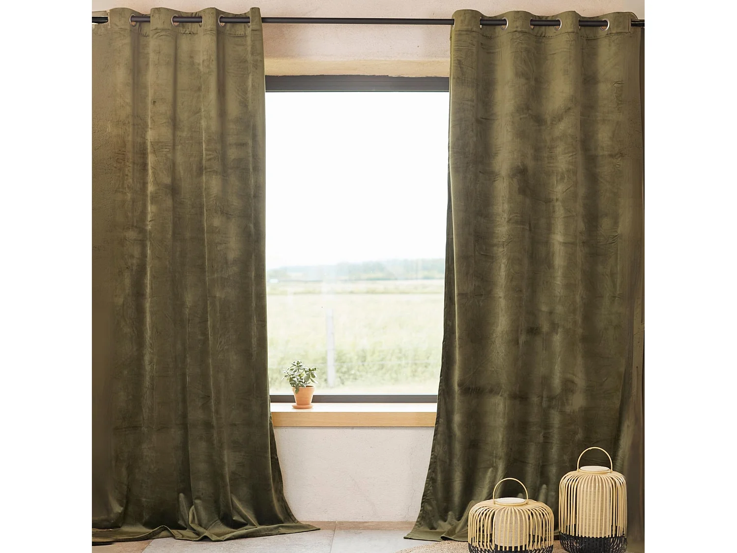 Vorhang aus einfarbigem Filzvelours 135 x 260 cm