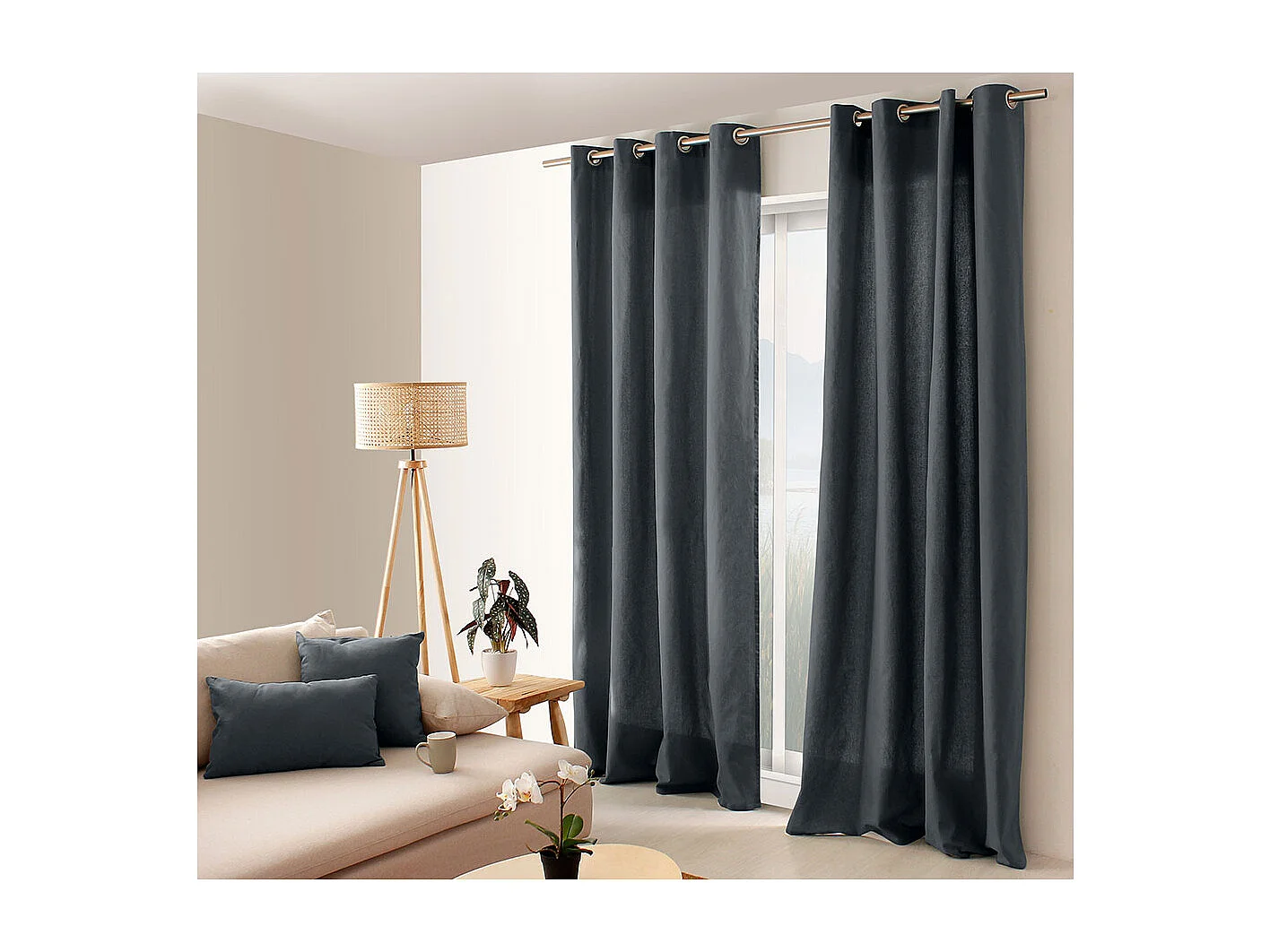 Farbenfroher Vorhang aus reiner Baumwolle 8 Ösen