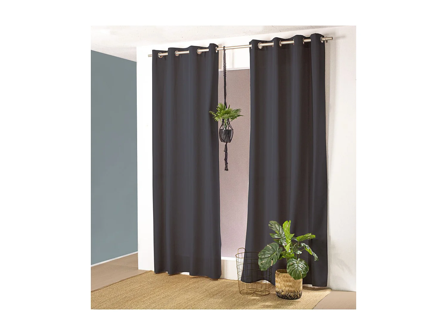 Farbenfroher Vorhang aus reiner Baumwolle 8 Ösen