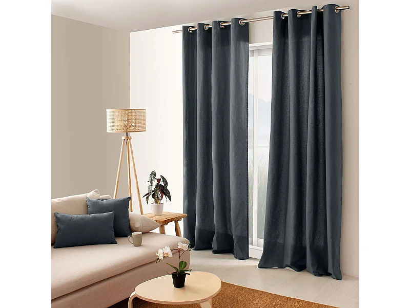 Rideau Uni à Œillets "Panama" 135x240cm Gris Foncé