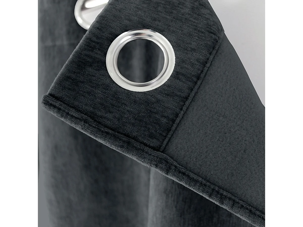 Rideau Thermique Occultant "Velvet" 140x260cm Gris Foncé