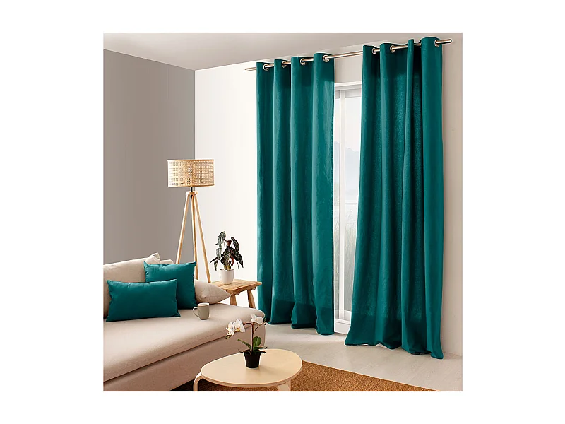 Rideau Uni à Œillets "Panama" 135x240cm Émeraude