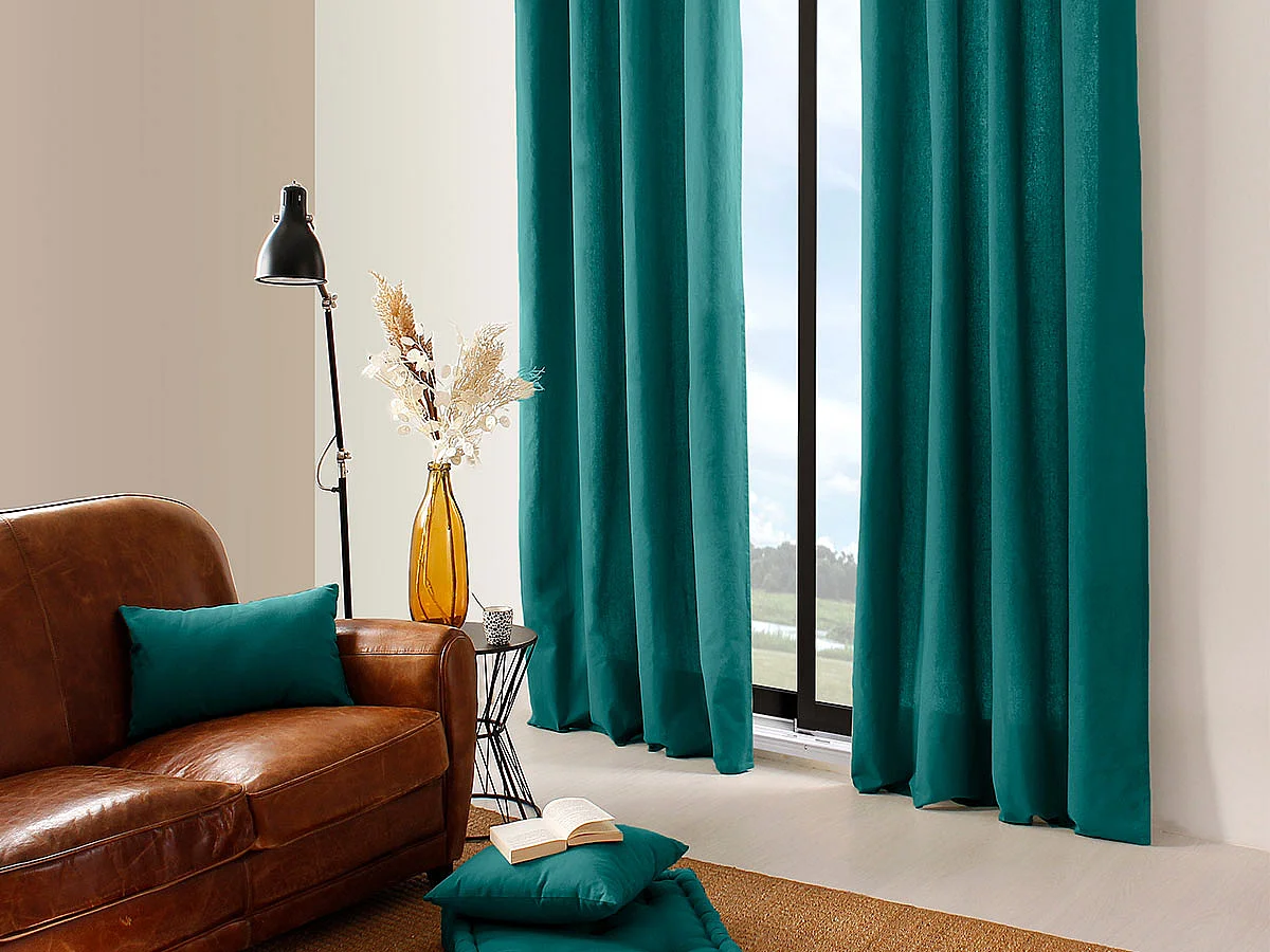 Farbenfroher Vorhang aus reiner Baumwolle 8 Ösen