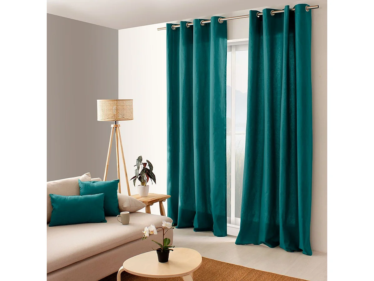Rideau Uni à Œillets "Panama" 135x240cm Émeraude
