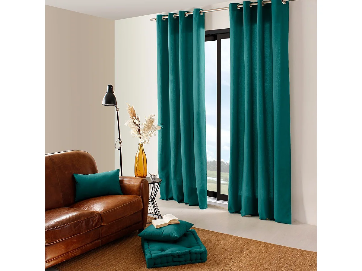 Rideau Uni à Œillets "Panama" 135x240cm Émeraude